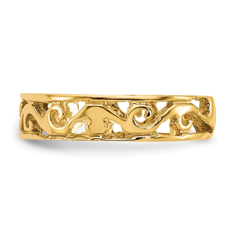 14k Yellow Gold Polished and D.C. Toe Ring