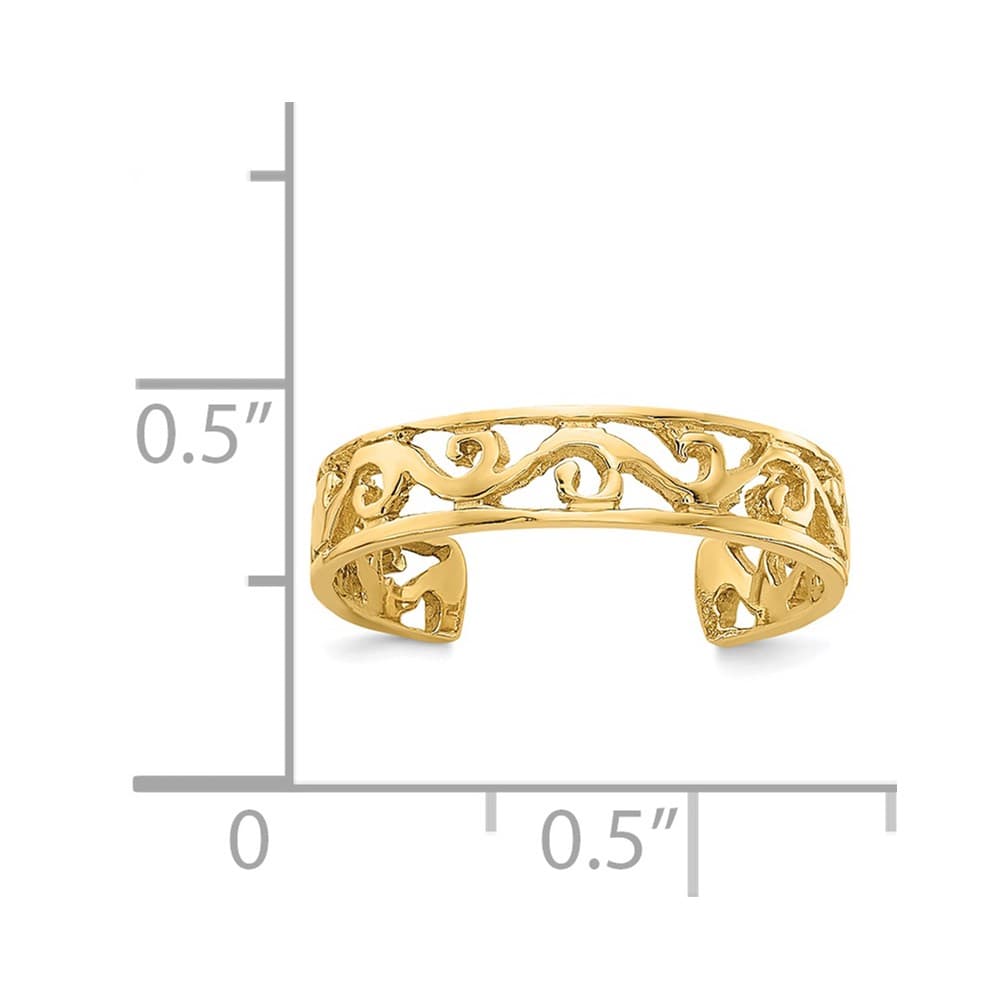 14k Yellow Gold Polished and D.C. Toe Ring