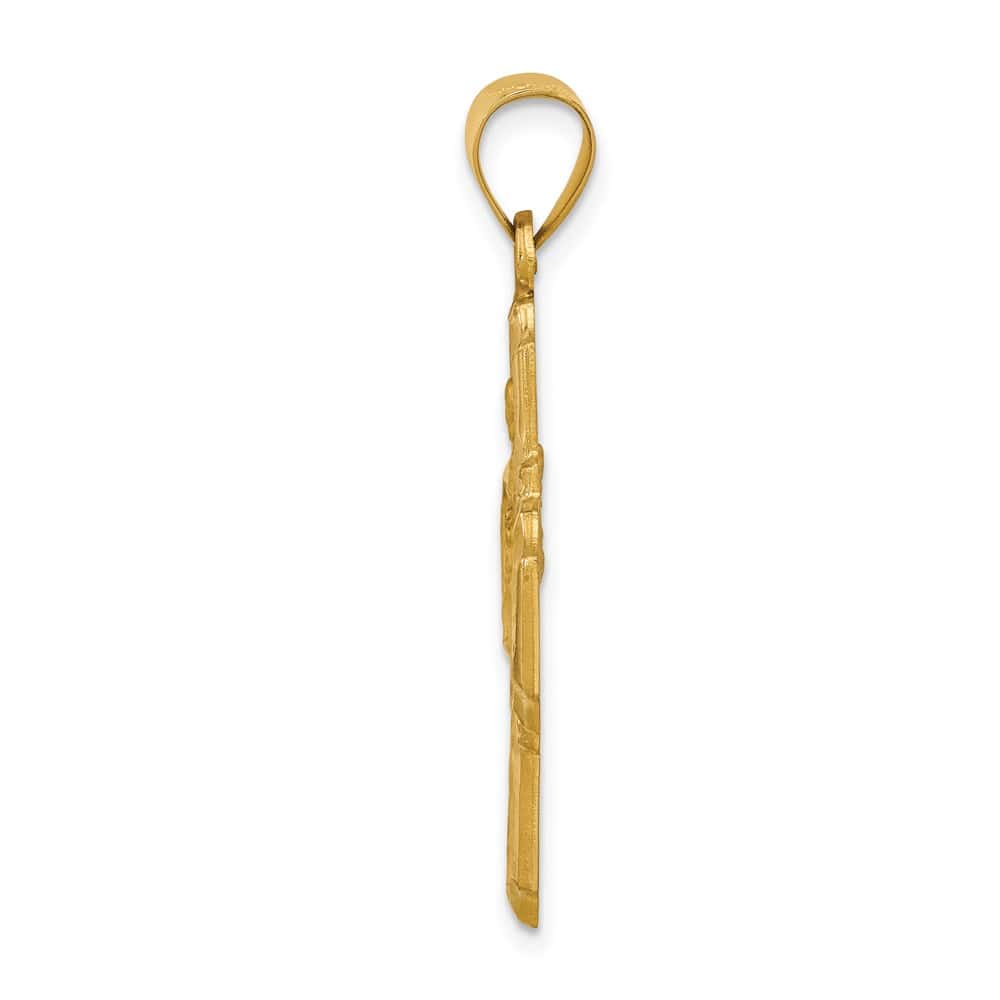 14K Yellow Gold Polished and Satin Hollow Four-Way Religious Medal