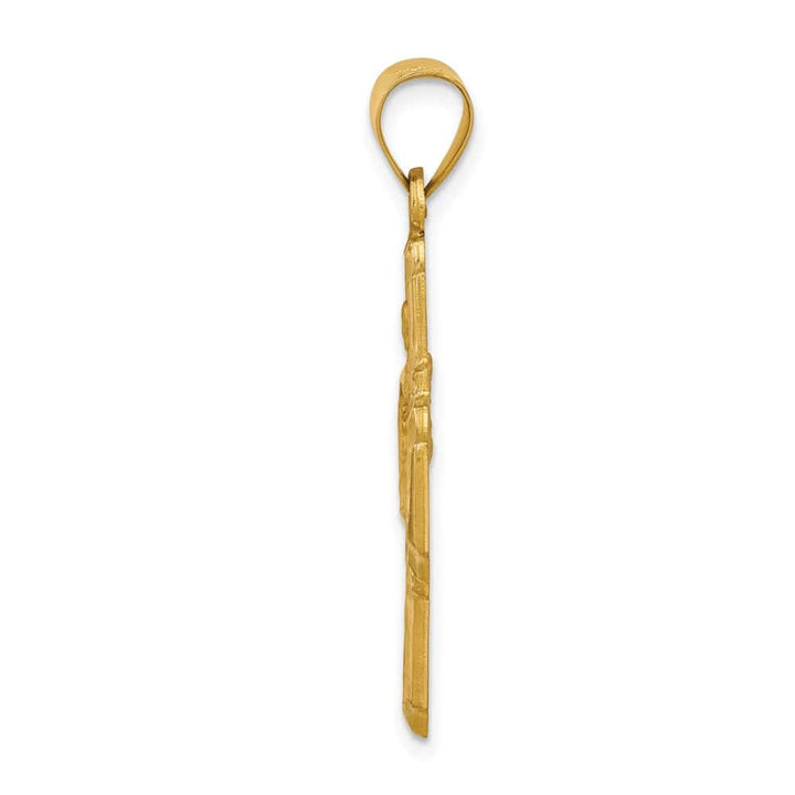14K Yellow Gold Polished and Satin Hollow Four-Way Religious Medal