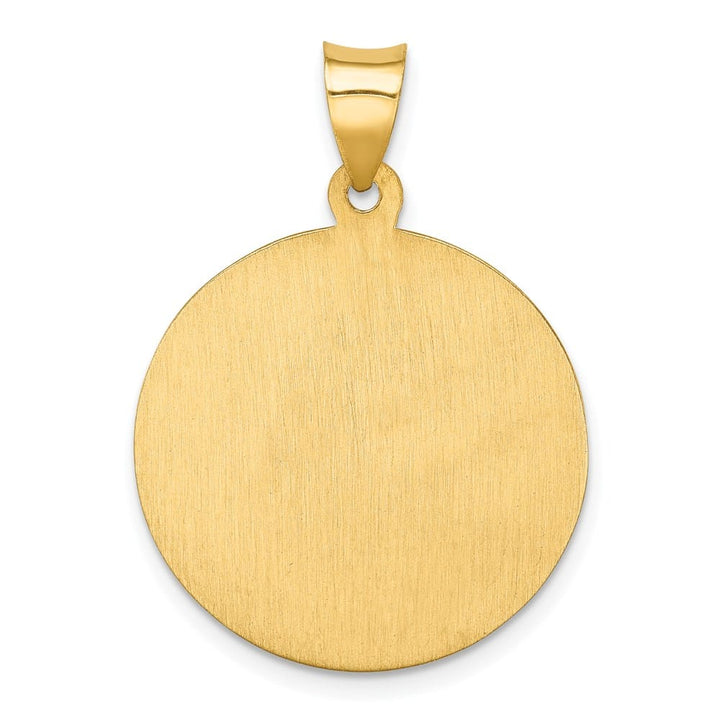 14K Yellow Gold Polished and Satin Hollow St. Florian Round Medal