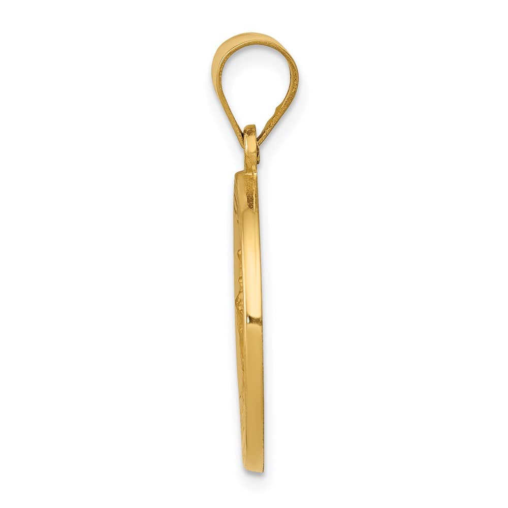 14K Yellow Gold Polished and Satin Hollow St. George Round Medal