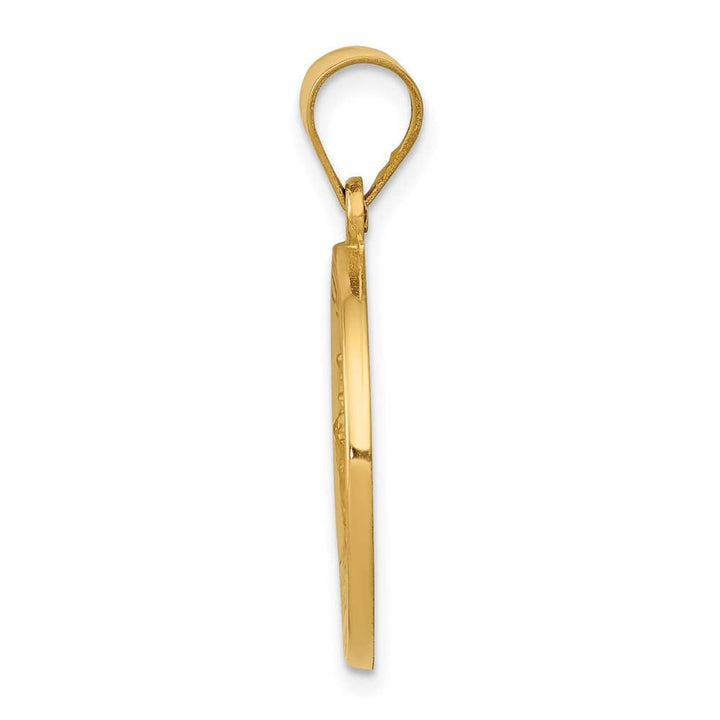 14K Yellow Gold Polished and Satin Hollow St. George Round Medal