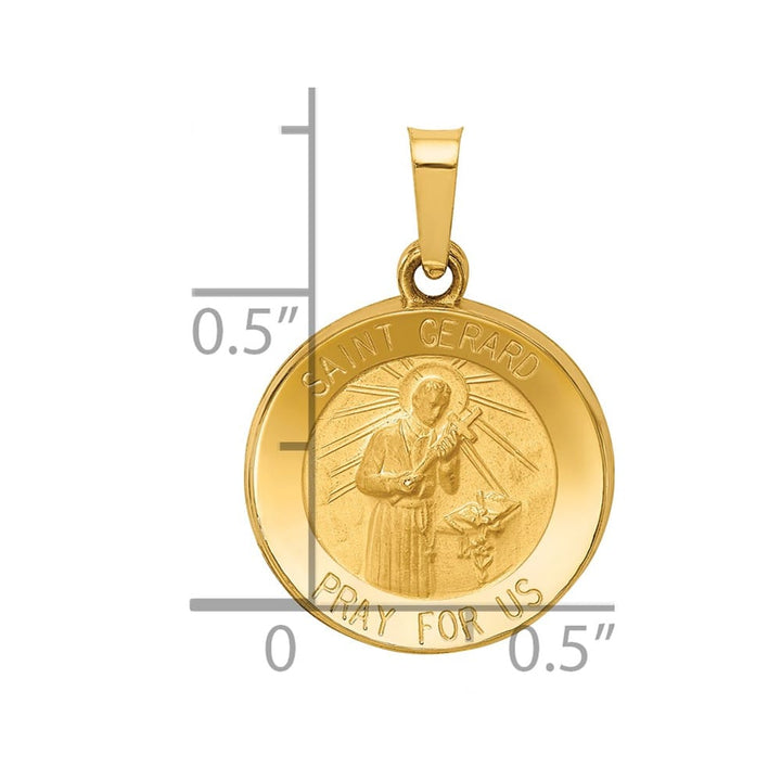 14K Yellow Gold Polished and Satin Hollow St. Gerard Round Medal