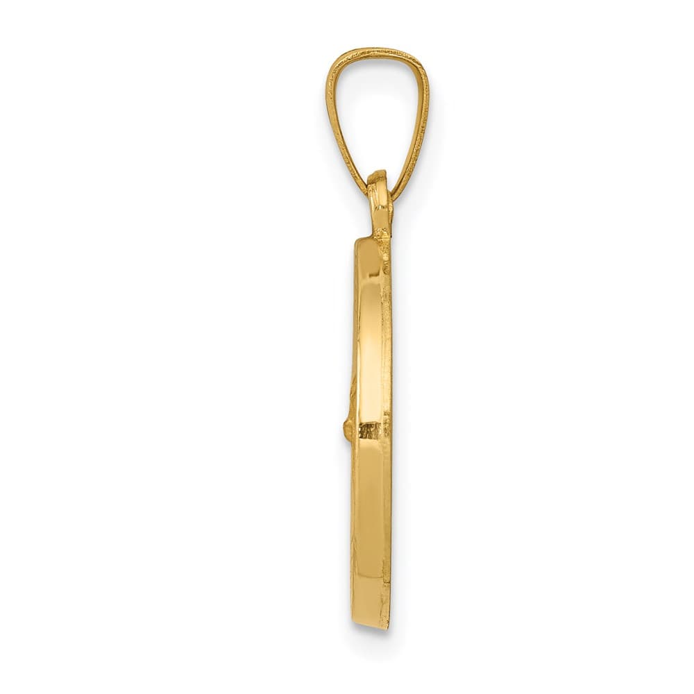 14K Yellow Gold Polished and Satin Hollow St. Gerard Round Medal
