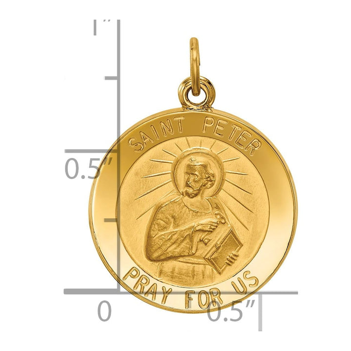 14K Yellow Gold Polished and Satin Solid St. Peter Round Medal