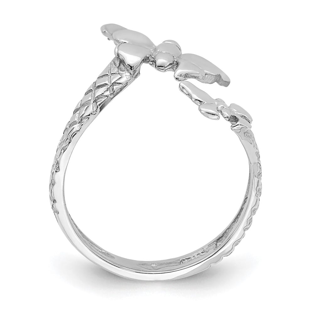 14k Yellow Gold Polished and Textured 2 Butterflies Toe Ring
