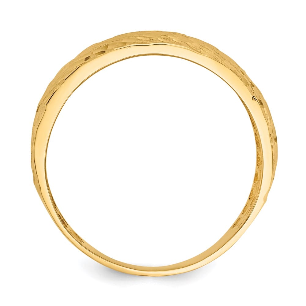 14k Yellow Gold Polished and Textured D.C. Dome Ring