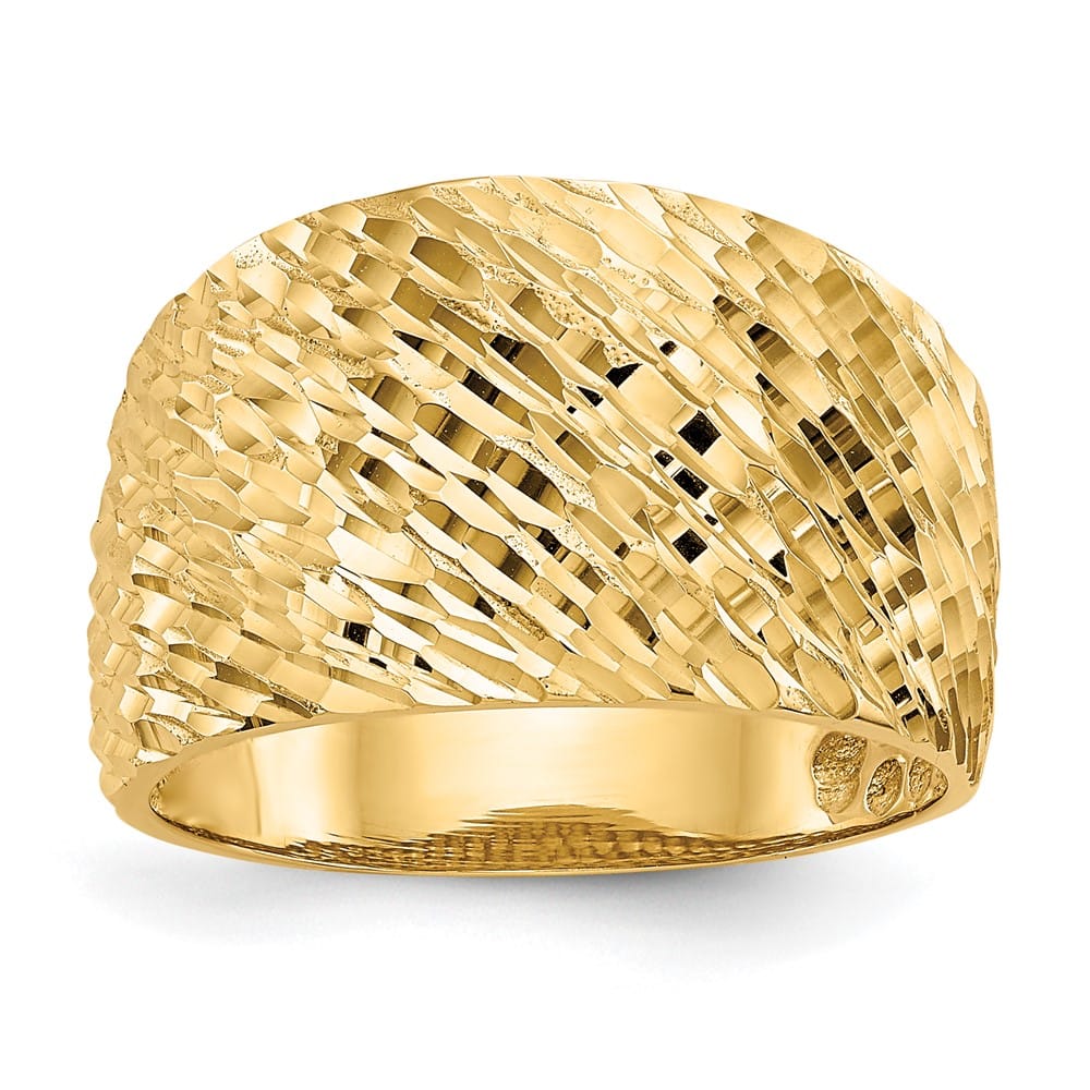 14k Yellow Gold Polished and Textured D.C. Dome Ring