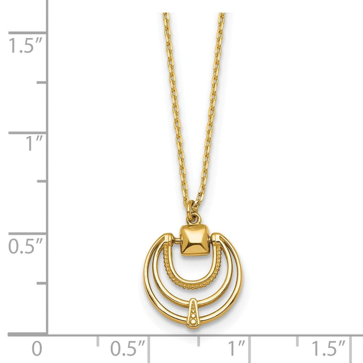 14K Yellow Gold Polished and Textured Fancy Circles 17 inch Necklace