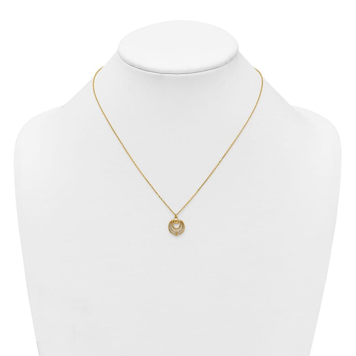 14K Yellow Gold Polished and Textured Fancy Circles 17 inch Necklace