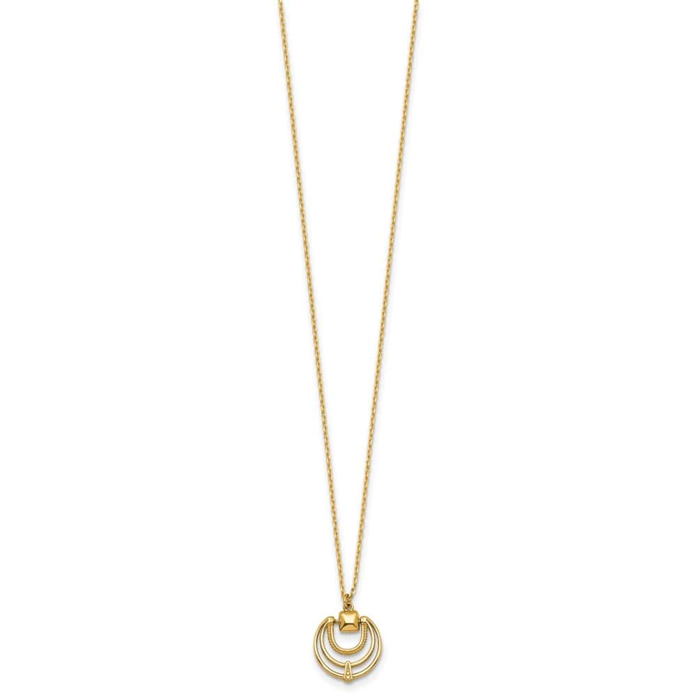 14K Yellow Gold Polished and Textured Fancy Circles 17 inch Necklace
