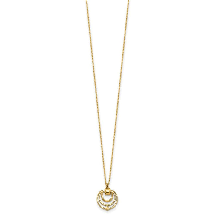 14K Yellow Gold Polished and Textured Fancy Circles 17 inch Necklace