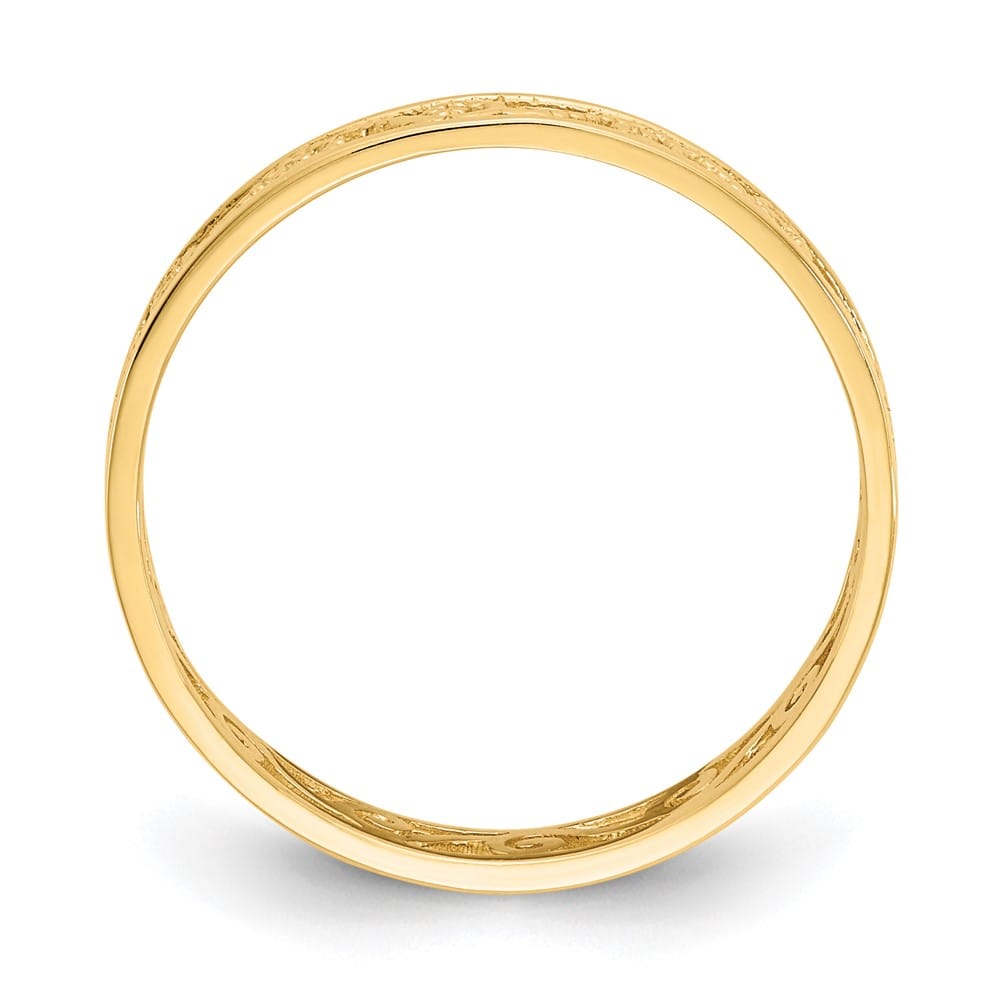 14k Yellow Gold Polished and Textured Scroll Filigree Band Ladies Stock Size 7 Ring Are Refundable