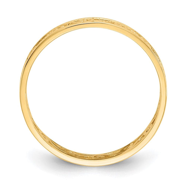 14k Yellow Gold Polished and Textured Scroll Filigree Band Ladies Stock Size 7 Ring Are Refundable