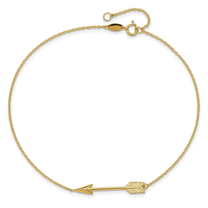 14K Yellow Gold Polished Arrow 10 Inch Anklet