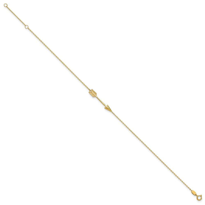 14K Yellow Gold Polished Arrow 10 Inch Anklet