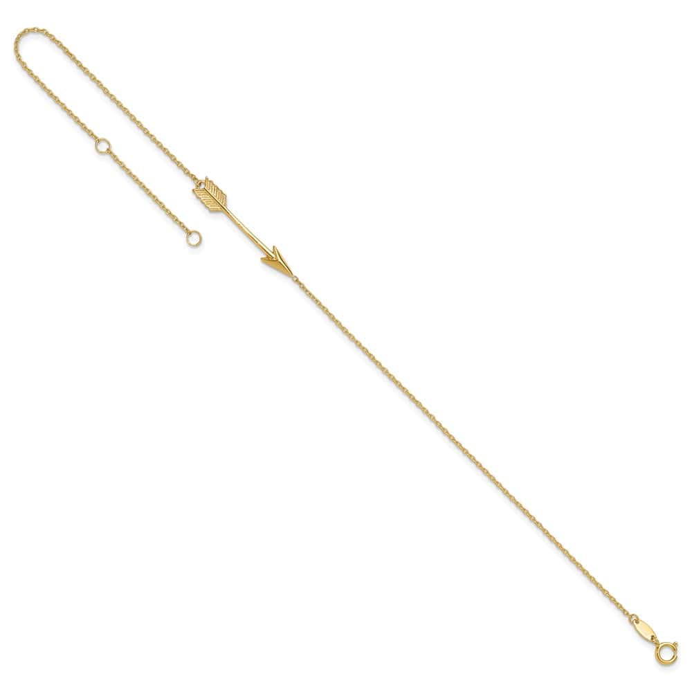 14K Yellow Gold Polished Arrow 9 Inch Anklet