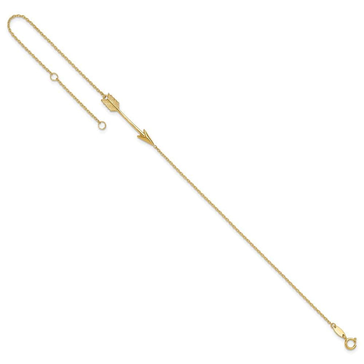 14K Yellow Gold Polished Arrow 9 Inch Anklet