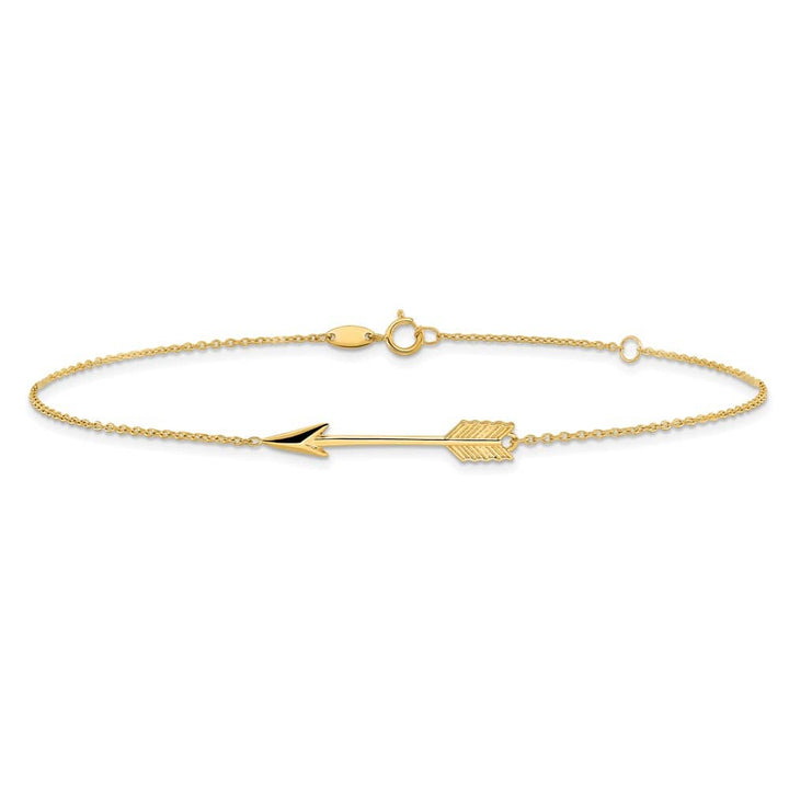14K Yellow Gold Polished Arrow 9 Inch Anklet