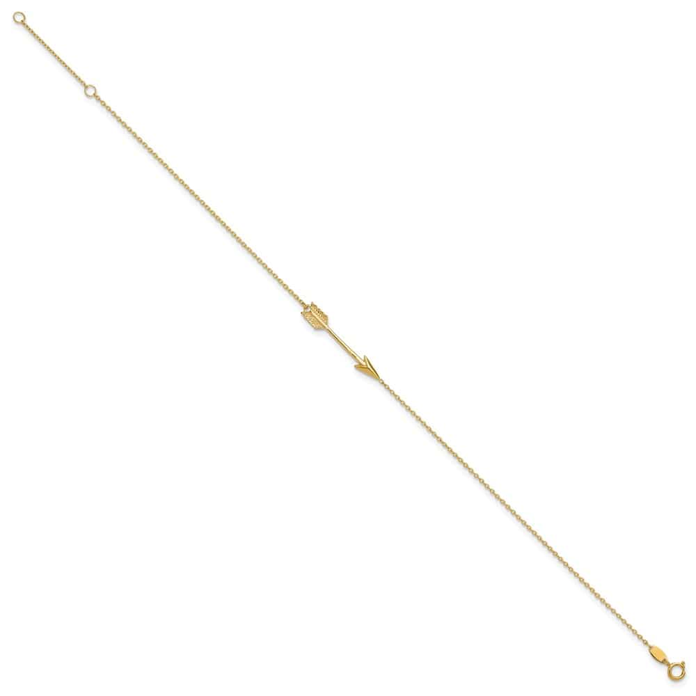 14K Yellow Gold Polished Arrow 9 Inch Anklet