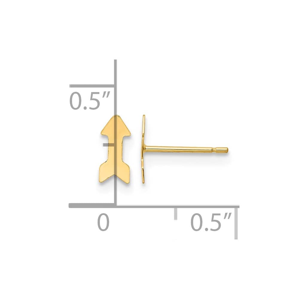 14K Yellow Gold Polished Arrow Post 3.5 x 7.5 mm Earrings, view 4 of 4