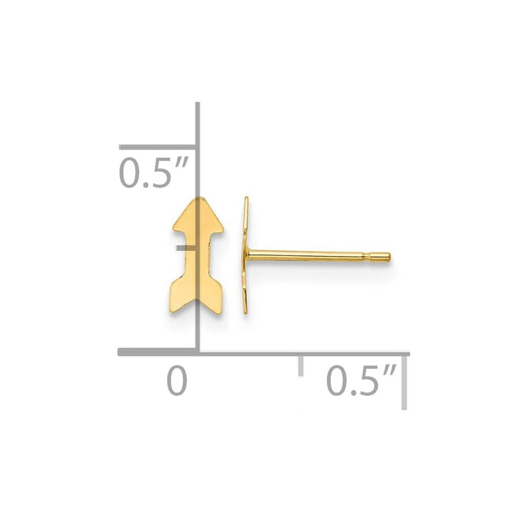 14K Yellow Gold Polished Arrow Post 3.5 x 7.5 mm Earrings, view 4 of 4