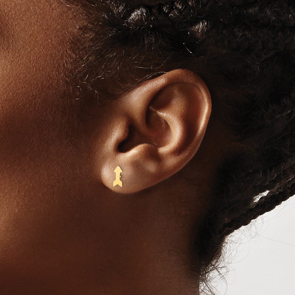 14K Yellow Gold Polished Arrow Post 3.5 x 7.5 mm Earrings, view 3 of 4