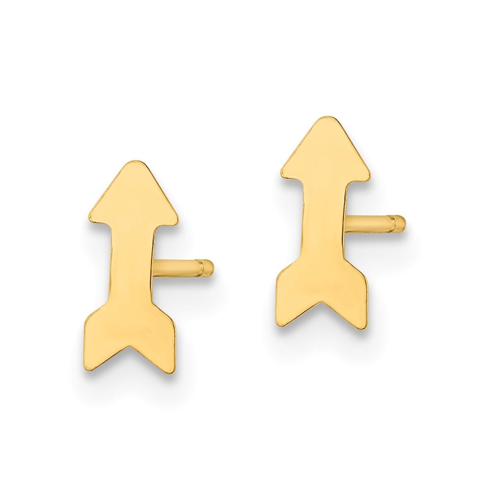 14K Yellow Gold Polished Arrow Post 3.5 x 7.5 mm Earrings, view 2 of 4