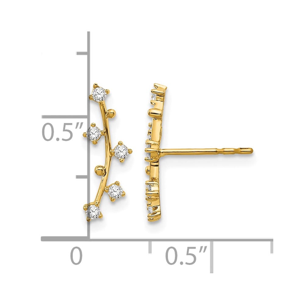 14K Yellow Gold Polished Bar CZ Post Earrings, view 4 of 4