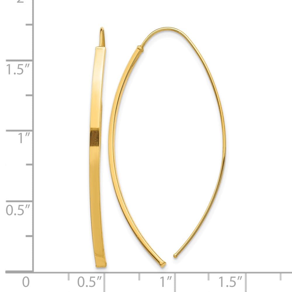 14K Yellow Gold Polished Bar Dangle Threader Earrings, view 4 of 4