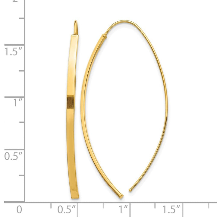 14K Yellow Gold Polished Bar Dangle Threader Earrings, view 4 of 4