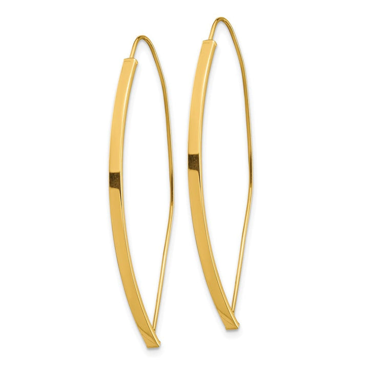 14K Yellow Gold Polished Bar Dangle Threader Earrings, view 2 of 4