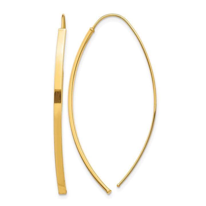14K Yellow Gold Polished Bar Dangle Threader Earrings, view 1 of 4