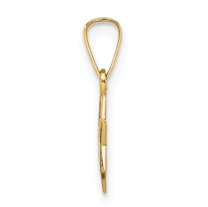 14K Yellow Gold Polished Blue and White Enameled Star of David Pendant