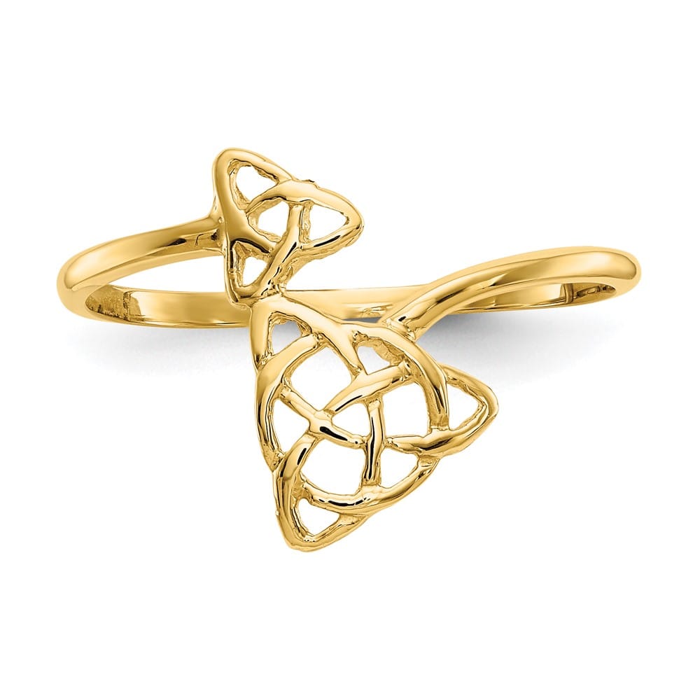 14k Yellow Gold Polished Celtic Knot Bypass Ring