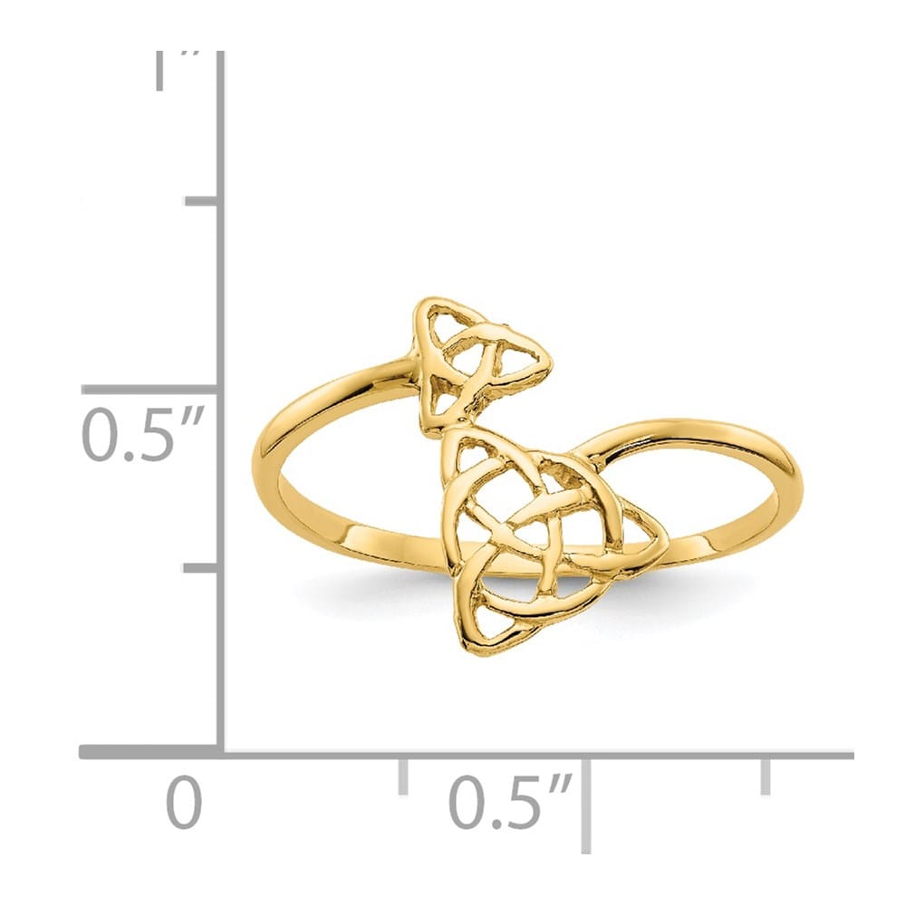14k Yellow Gold Polished Celtic Knot Bypass Ring