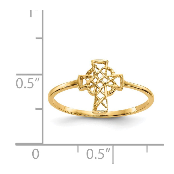 14k Yellow Gold Polished Celtic Knot Cross Ring
