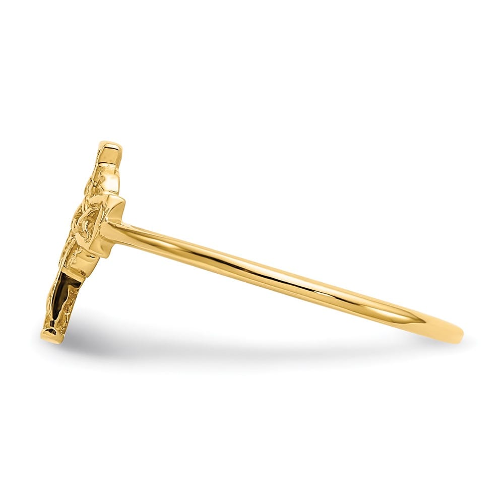 14k Yellow Gold Polished Celtic Knot Cross Ring