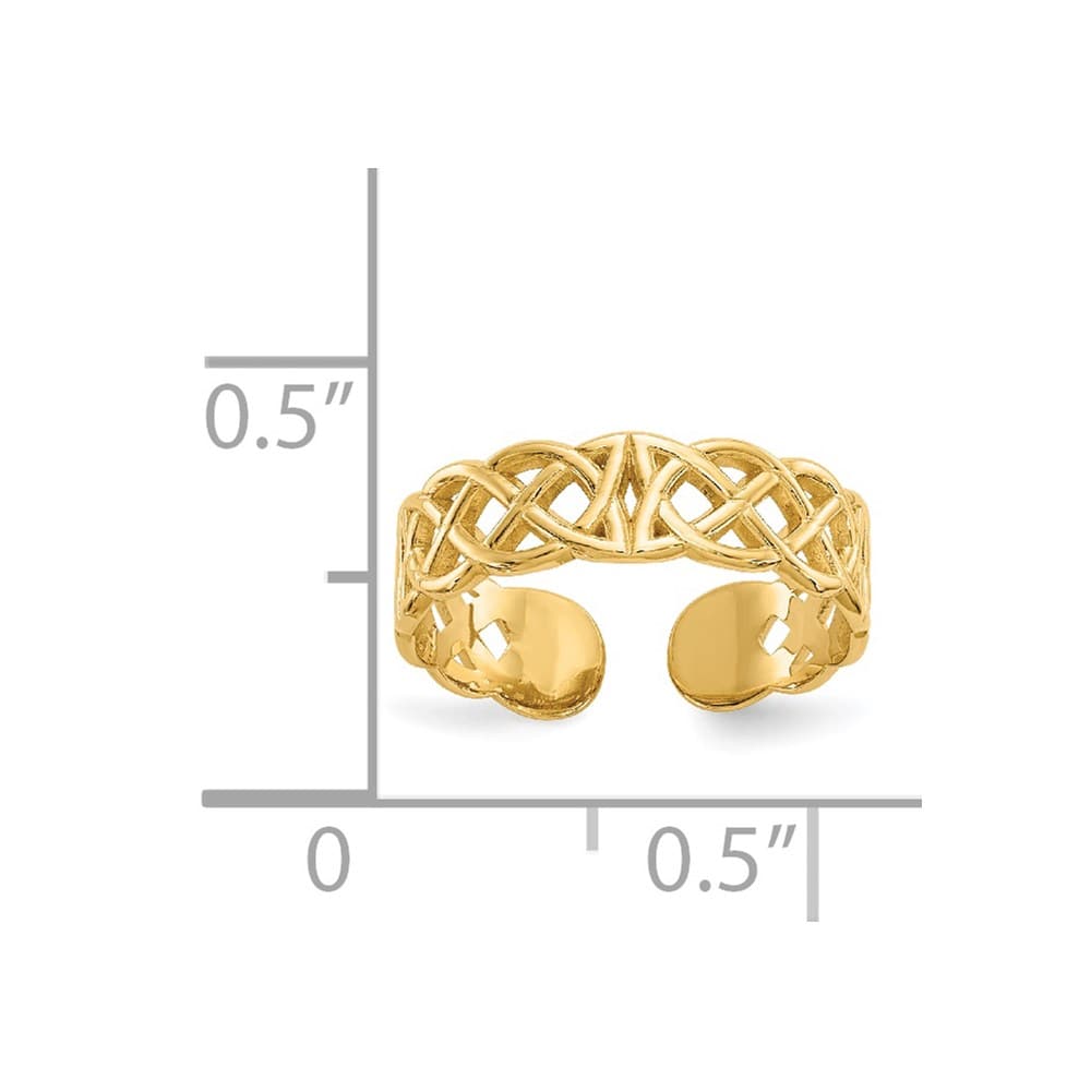 14k Yellow Gold Polished Celtic Knot Toe Ring