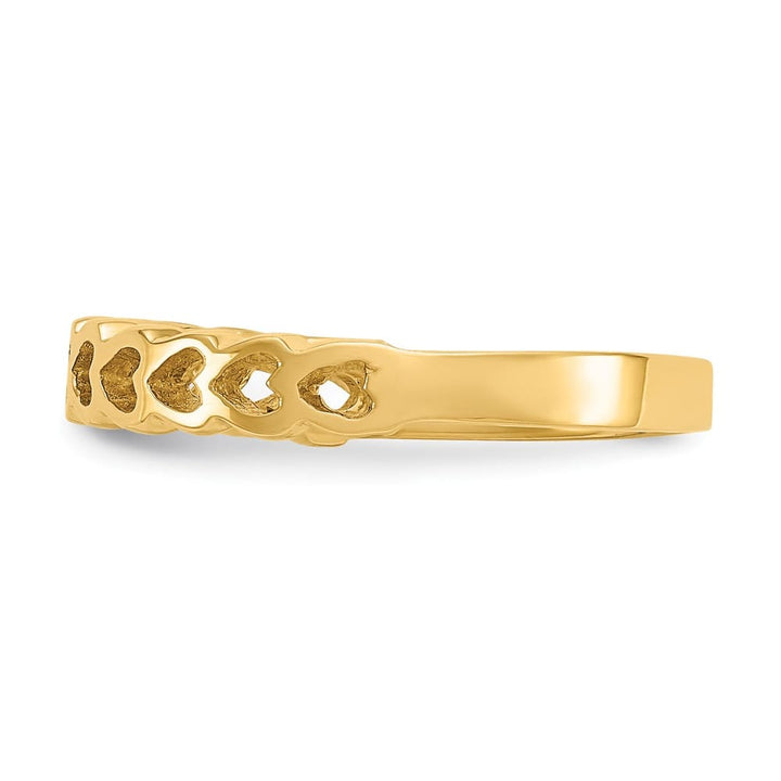 14k Yellow Gold Polished Chain Hearts Ring