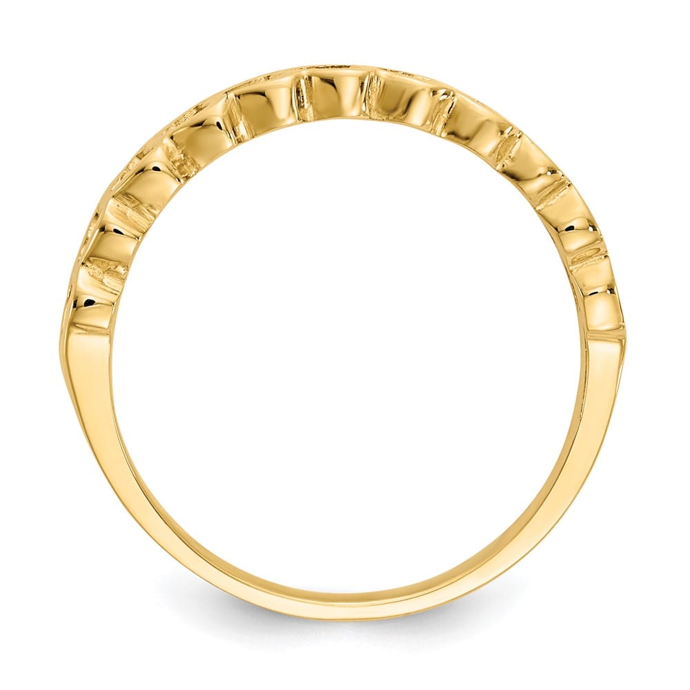 14k Yellow Gold Polished Chain Hearts Ring