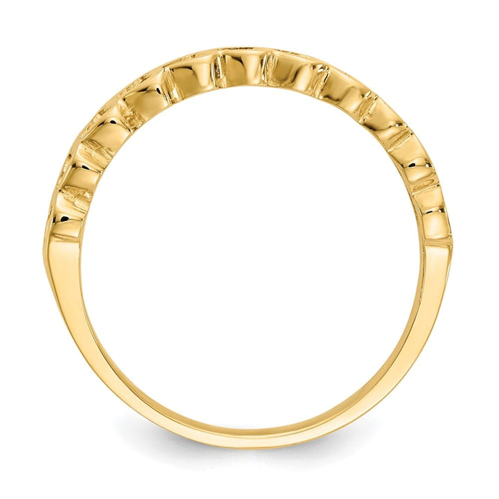 14k Yellow Gold Polished Chain Hearts Ring