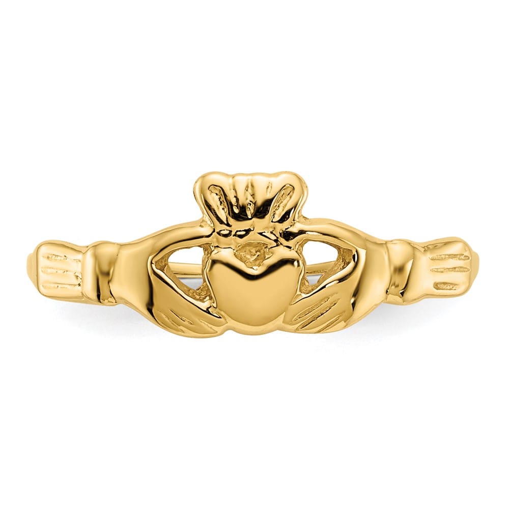 14k Yellow Gold Polished Claddagh Ring