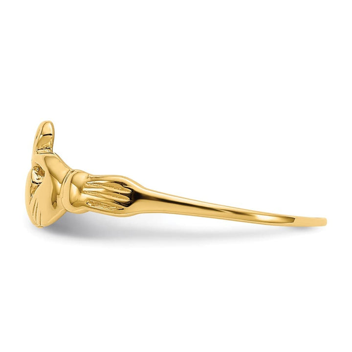 14k Yellow Gold Polished Claddagh Ring