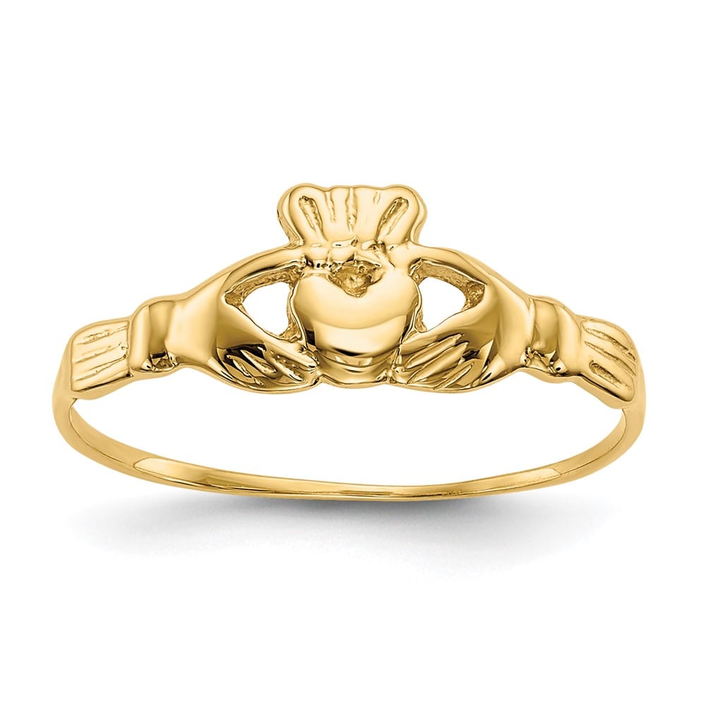 14k Yellow Gold Polished Claddagh Ring