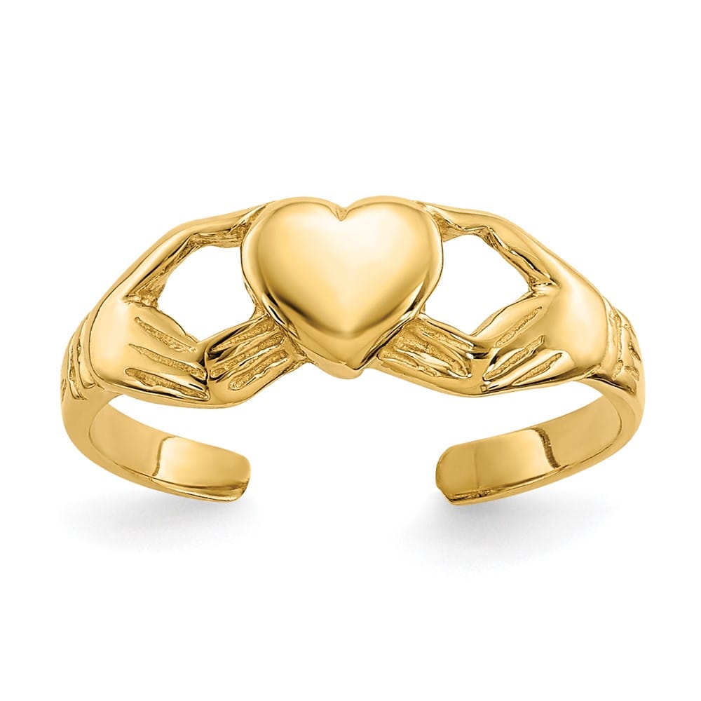14k Yellow Gold Polished Claddagh Toe Ring