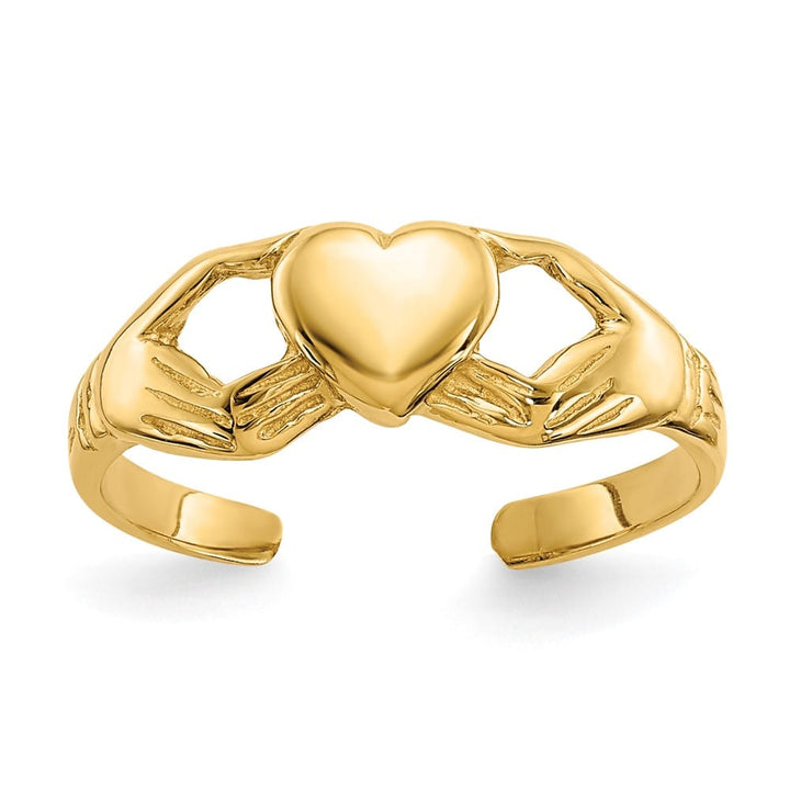 14k Yellow Gold Polished Claddagh Toe Ring