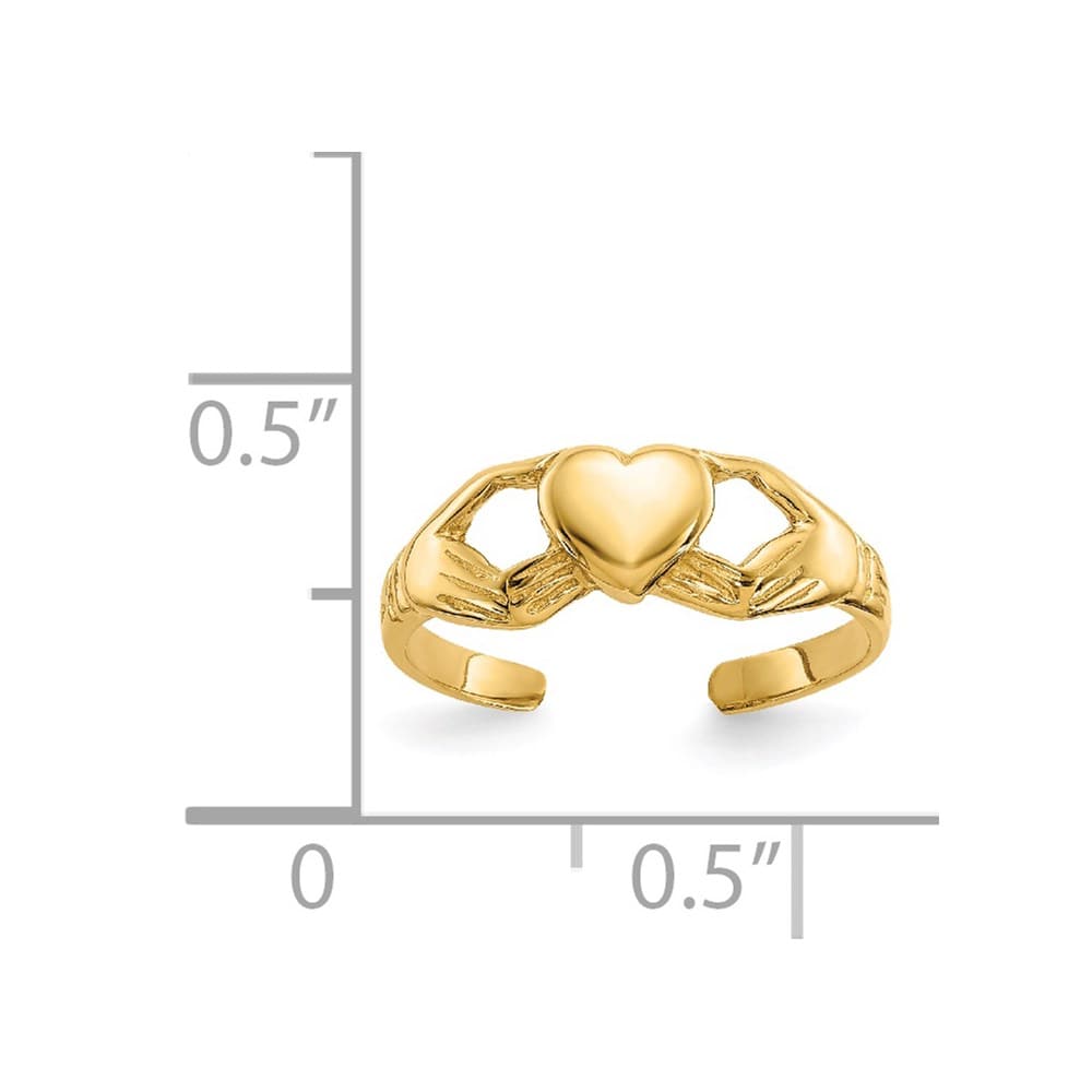 14k Yellow Gold Polished Claddagh Toe Ring