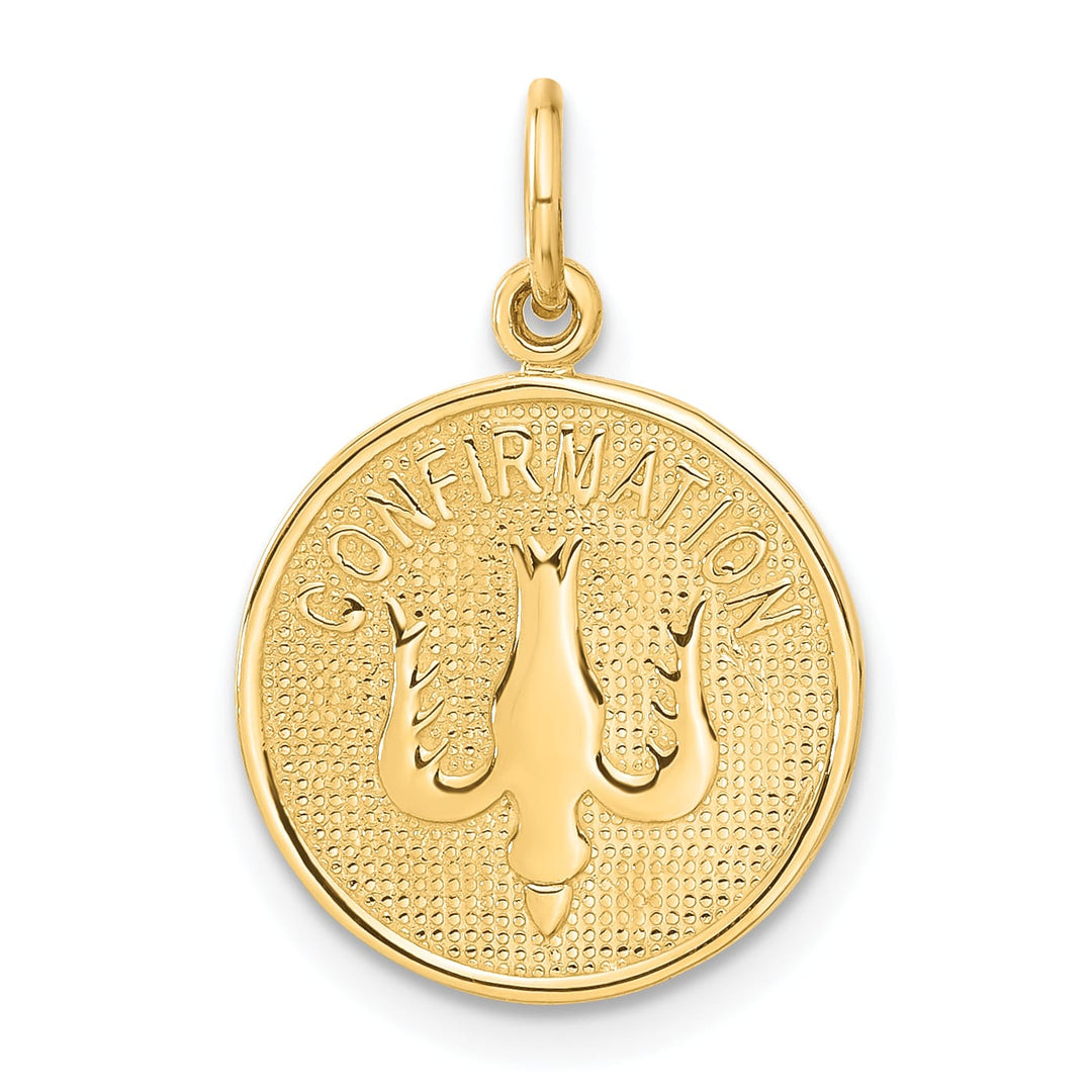 14K Yellow Gold Polished Confirmation with Dove Round Charm